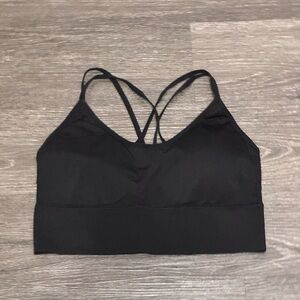 Women's Black Strappy Sports Bra